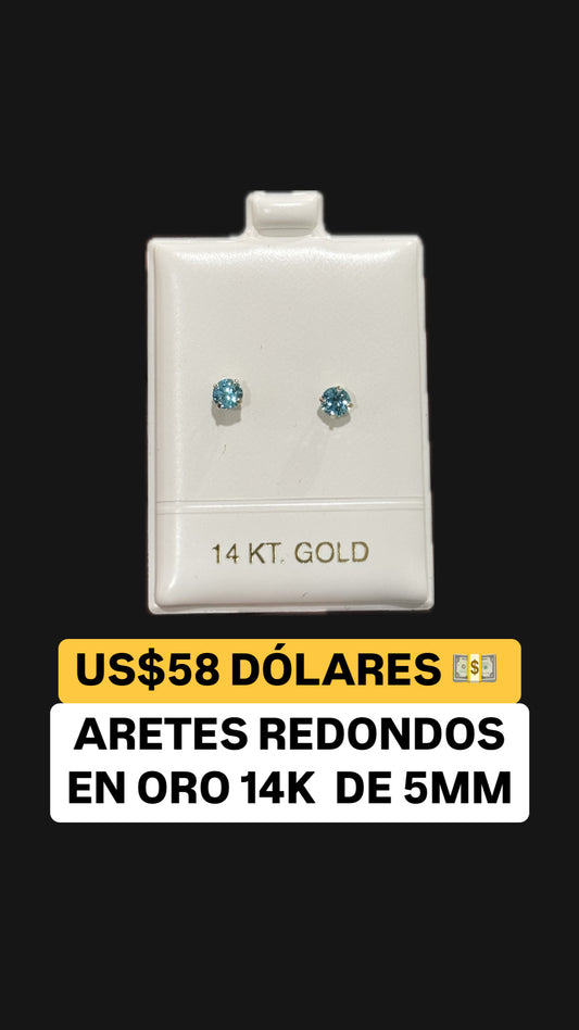 CIRCLE EARRINGS BLUE IN 14K GOLD 5MM