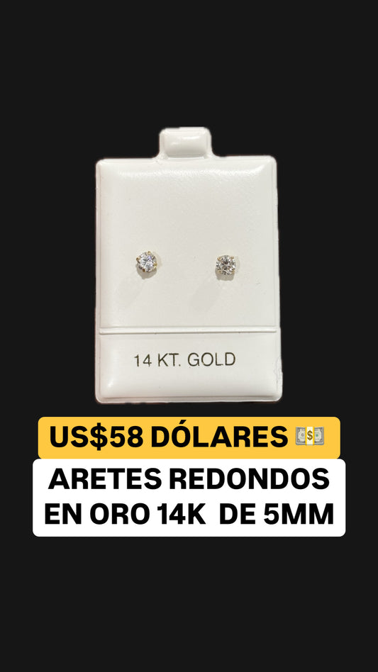 CIRCLE EARRINGS WHITE IN 14K GOLD 5MM