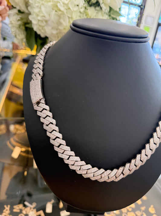 CHOKER CUBAN CHAIN WHITE IN 14K GOLD