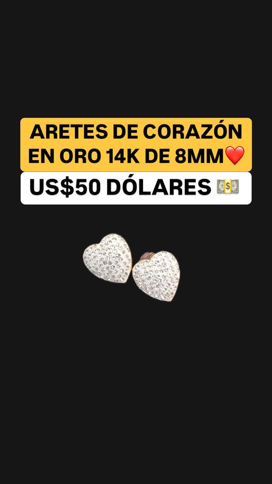 HEART EARRINGS IN 14K GOLD 8MM