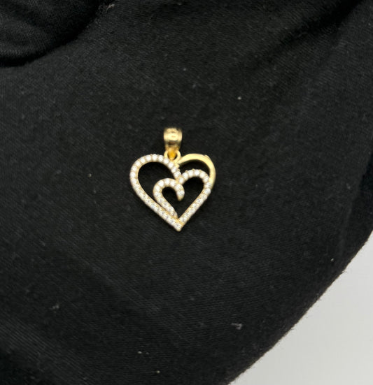 MEDAL DOUBLE HEART IN GOLD 14K