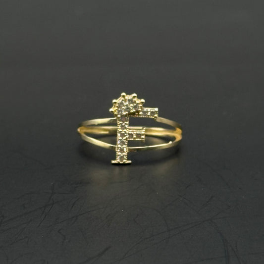 RING LETTER F IN 14K GOLD