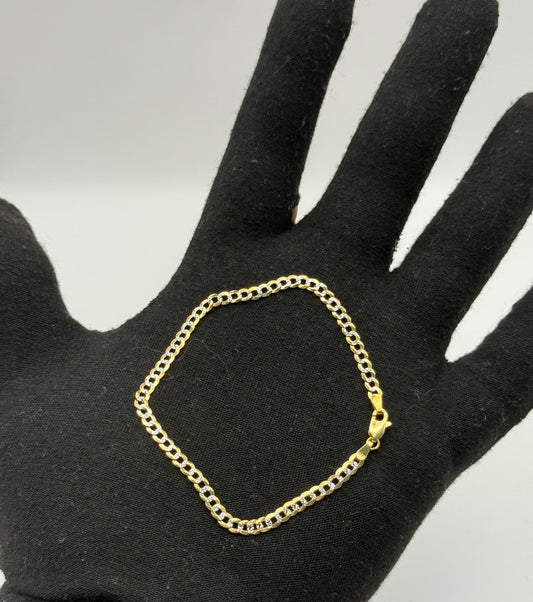 BRACELET CUBAN SOLID TWO TONE IN GOLD 14K