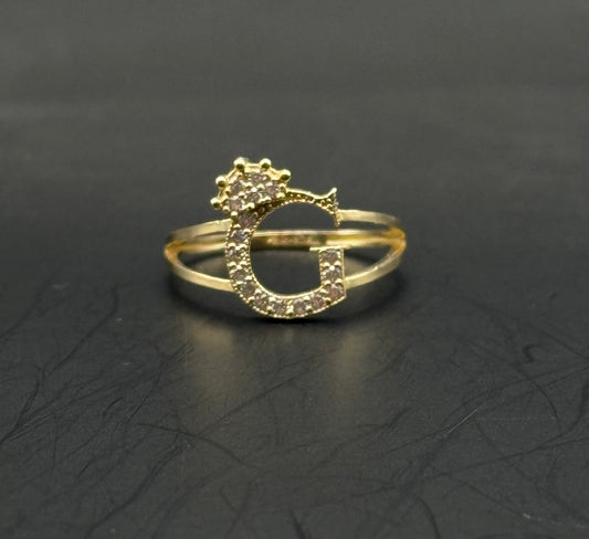 RING LETTER G IN 14K GOLD