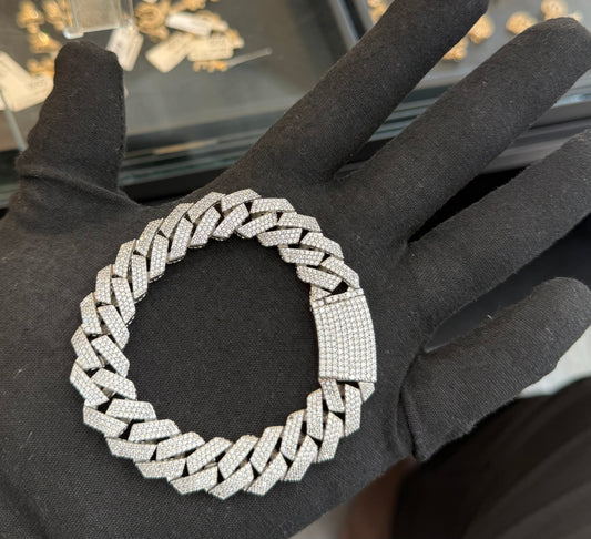 CUBAN BRACELET WHITE IN 14K GOLD