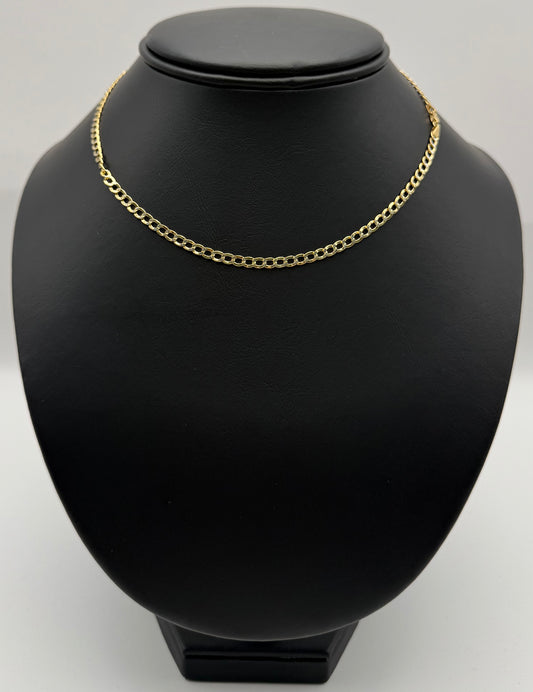 CUBAN CHAIN TWO TONE HOLLOW IN GOLD 14K