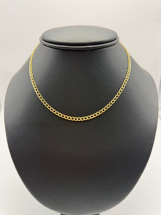 CUBAN CHAIN HOLLOW TWO TONE IN GOLD 14K