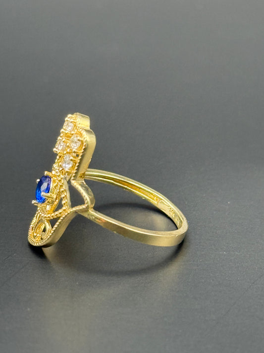 RING BLUE HAMSA HAND IN 14K GOLD
