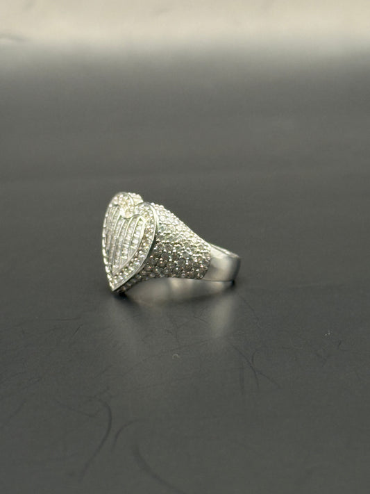 RING HEART IN 14K WHITE GOLD