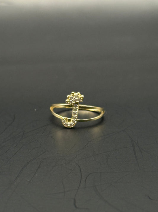 RING LETTER J IN 14K GOLD