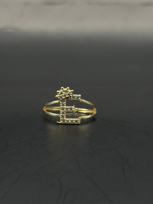 RING LETTER E IN 14K GOLD
