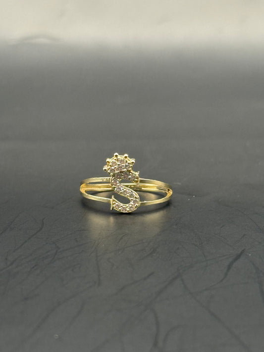 RING LETTER S IN 14K GOLD