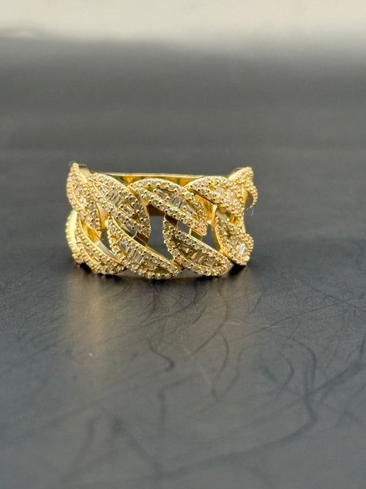 RING ICED ROPE GOLD IN 14K GOLD
