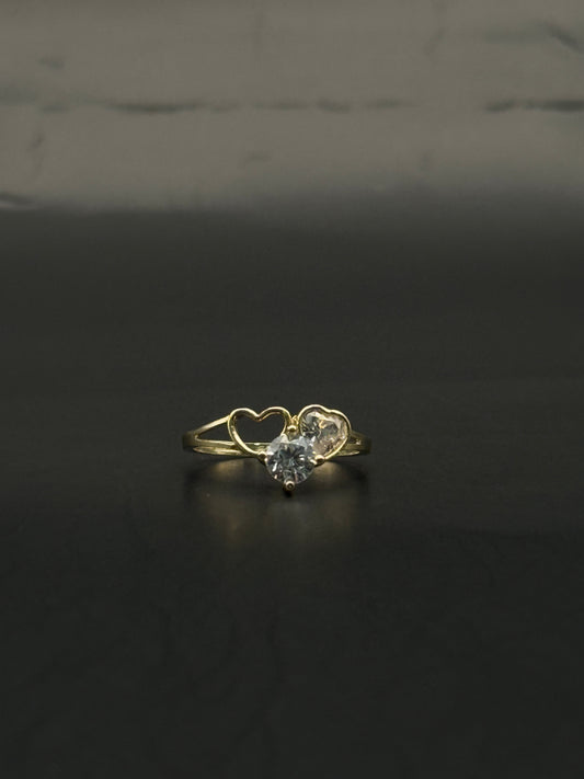 RING HEART WITH STONE IN 14K GOLD