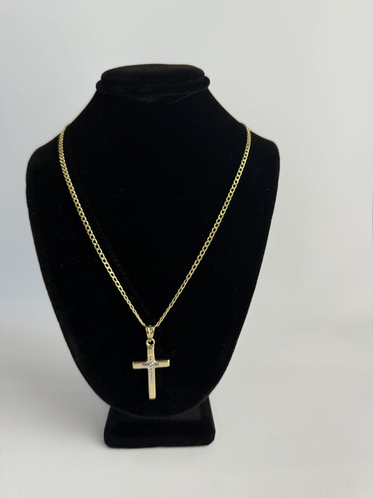 CUBAN CHAIN WITH MEDAL IN 14K GOLD SETS 20 INCHES