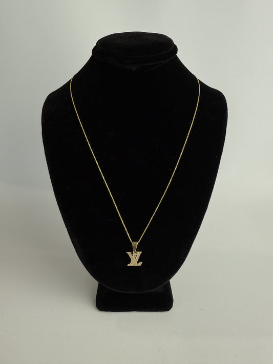FINE CHAIN WITH LV MEDAL IN 14K GOLD SETS