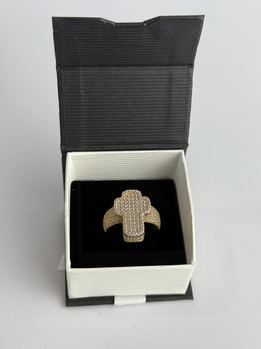 ANILLO CRUZ CUADRADA EN ORO 14K