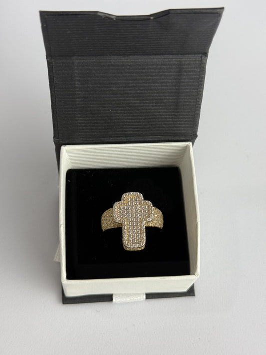 ANILLO CRUZ CUADRADA EN ORO 14K