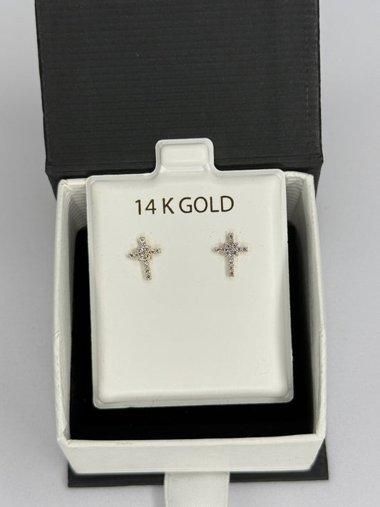 PENDIENTES EN CRUZ ORO 14K