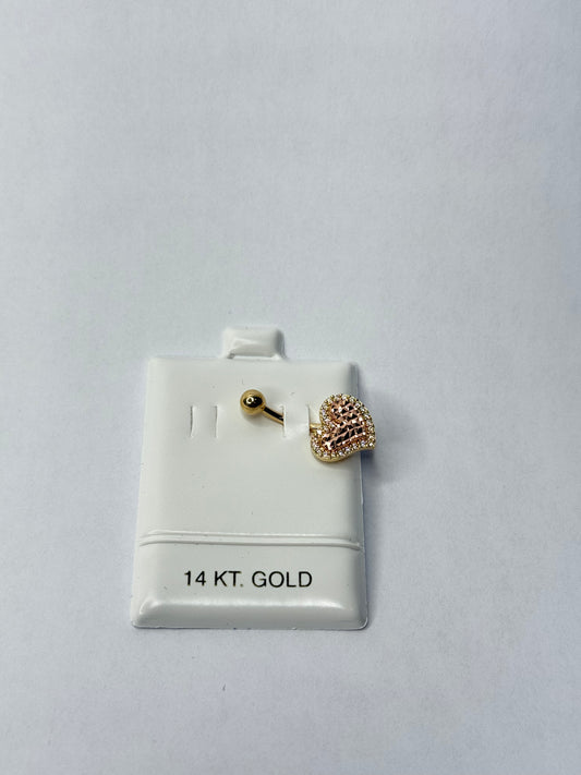 BELLY BUTTON PIERCING WITH HEART IN 14K GOLD