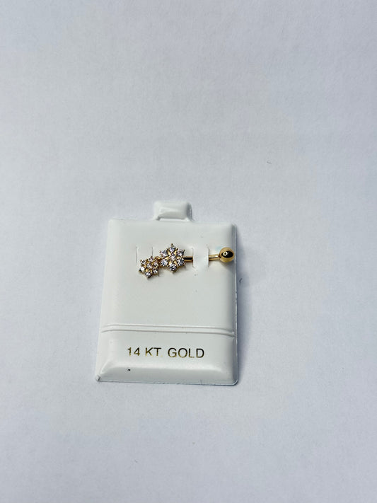 BELLY BUTTON PIERCING WITH FLOWER IN 14K GOLD