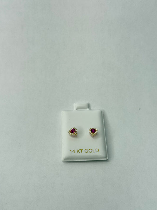 RED HEART EARRINGS IN 14K GOLD