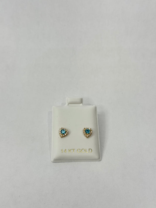 BLUE HEART EARRINGS IN 14K GOLD