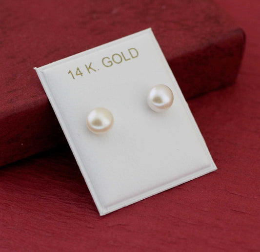 EARRINGS WITH WHITE PEARL IN 14K GOLD 8 3