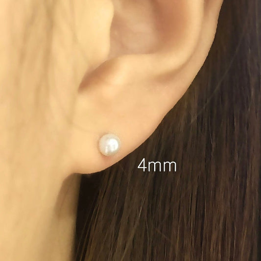 EARRINGS WITH WHITE PEARL IN 14K GOLD 4MM