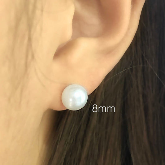 EARRINGS WITH WHITE PEARL IN 14K GOLD 8 3