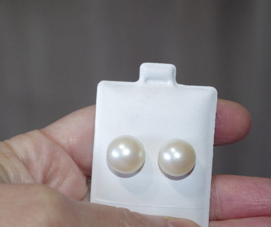 EARRINGS WITH WHITE PEARL IN 14K GOLD 10MM