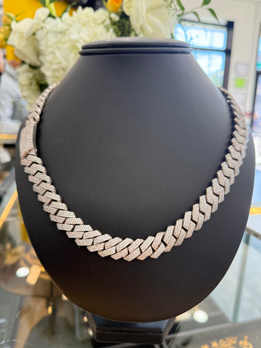 CHOKER CUBAN CHAIN WHITE IN 14K GOLD