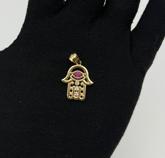 HAMSA HAND MEDAL IN GOLD 14K