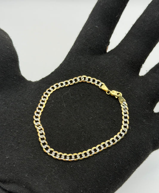 BRACELET CUBAN SOLID TWO TONE IN GOLD 14K