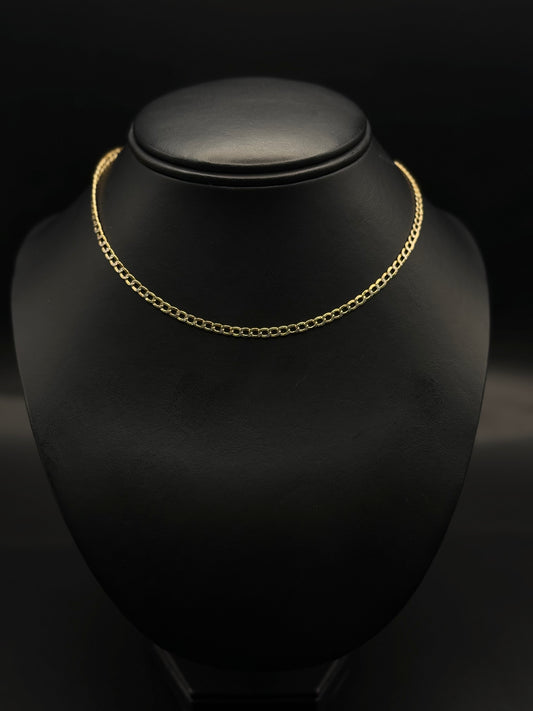 CUBAN CHAIN HOLLOW TWO TONE IN GOLD 14K