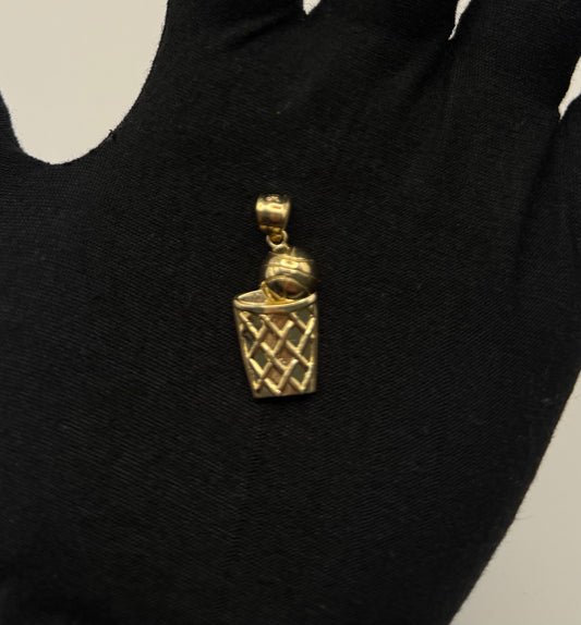 BASKETBALL NET CHARM IN GOLD 14K