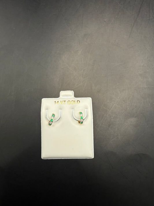 EARRINGS GREEN IN GOLD 14K