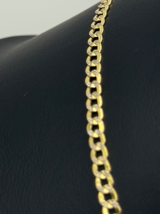 CUBAN CHAIN TWO TONE HOLLOW IN GOLD 14K