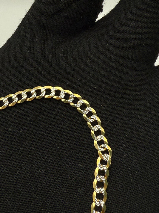 BRACELET CUBAN SOLID TWO TONE IN GOLD 14K