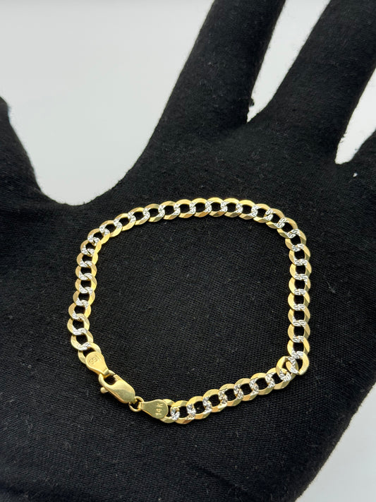 BRACELET CUBAN SOLID TWO TONE IN GOLD 14K