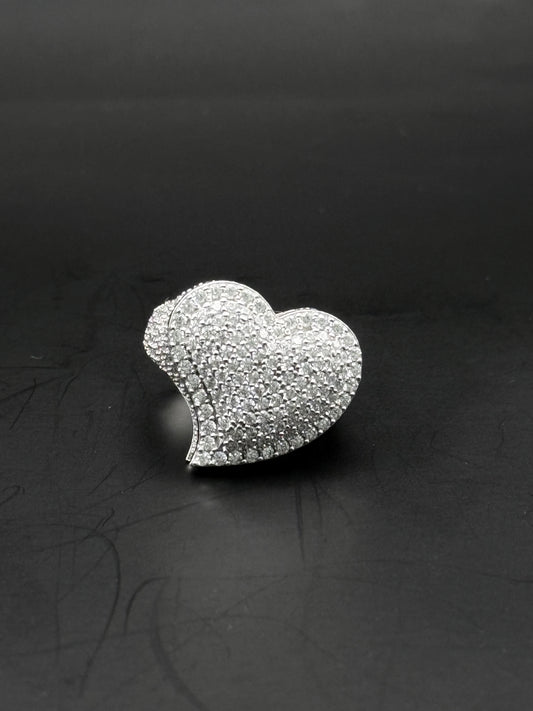 RING HEART IN 14K WHITE GOLD