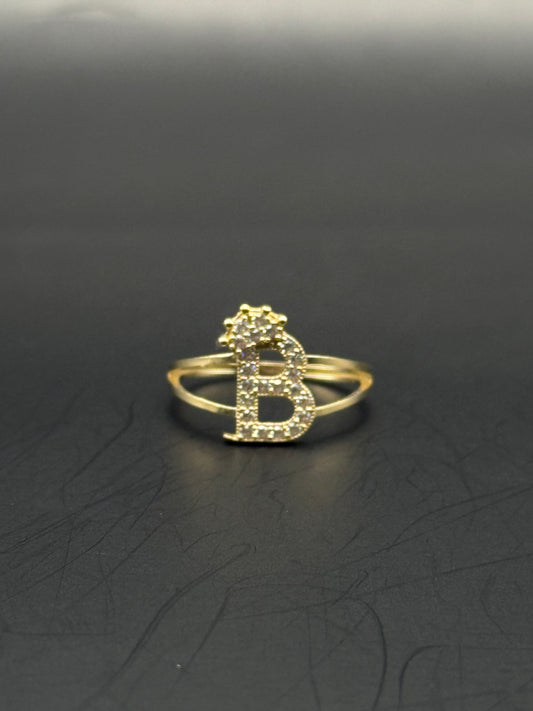RING LETTER B IN 14K GOLD
