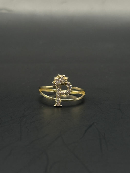 RING LETTER P IN 14K GOLD