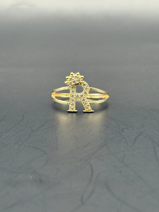 RING LETTER R IN 14K GOLD