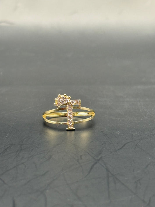 RING LETTER T IN 14K GOLD