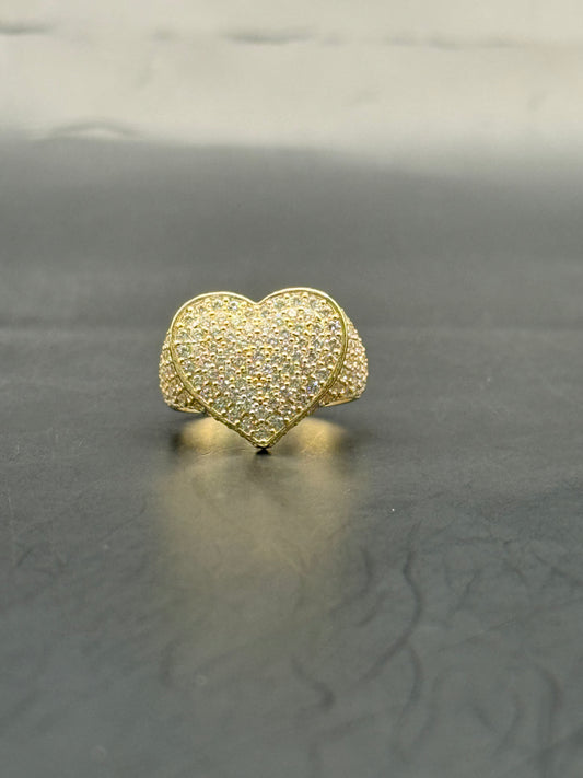 RING HEART ICED OUT IN 14K GOLD