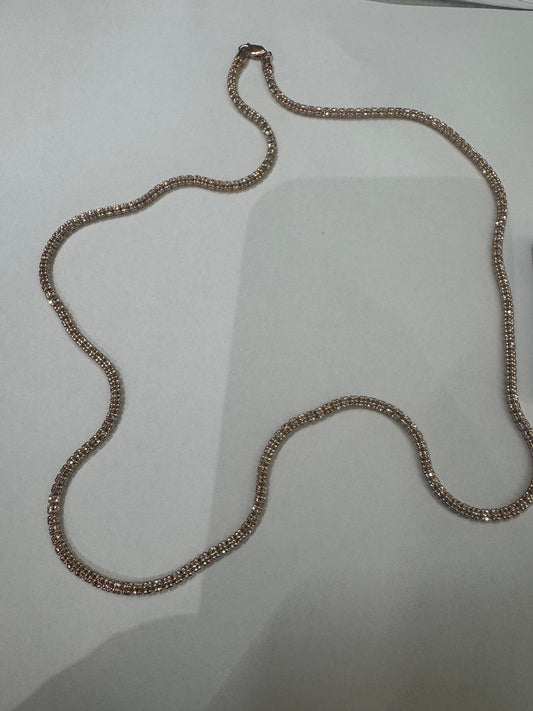 cadena ice chain rosada en oro 14k